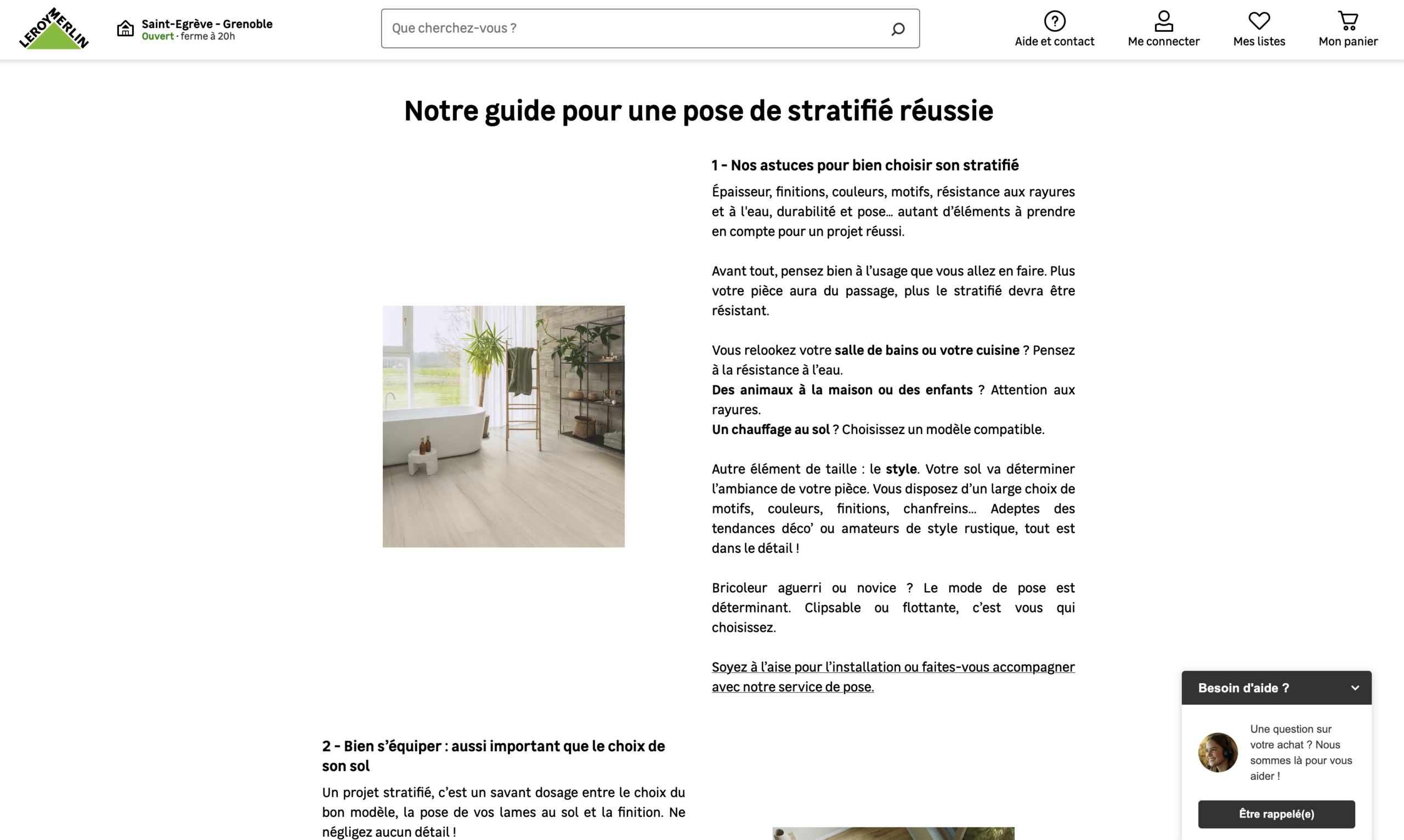 Blog d'entreprise Leroy Merlin - exemple de contenu éditorial grande enseigne